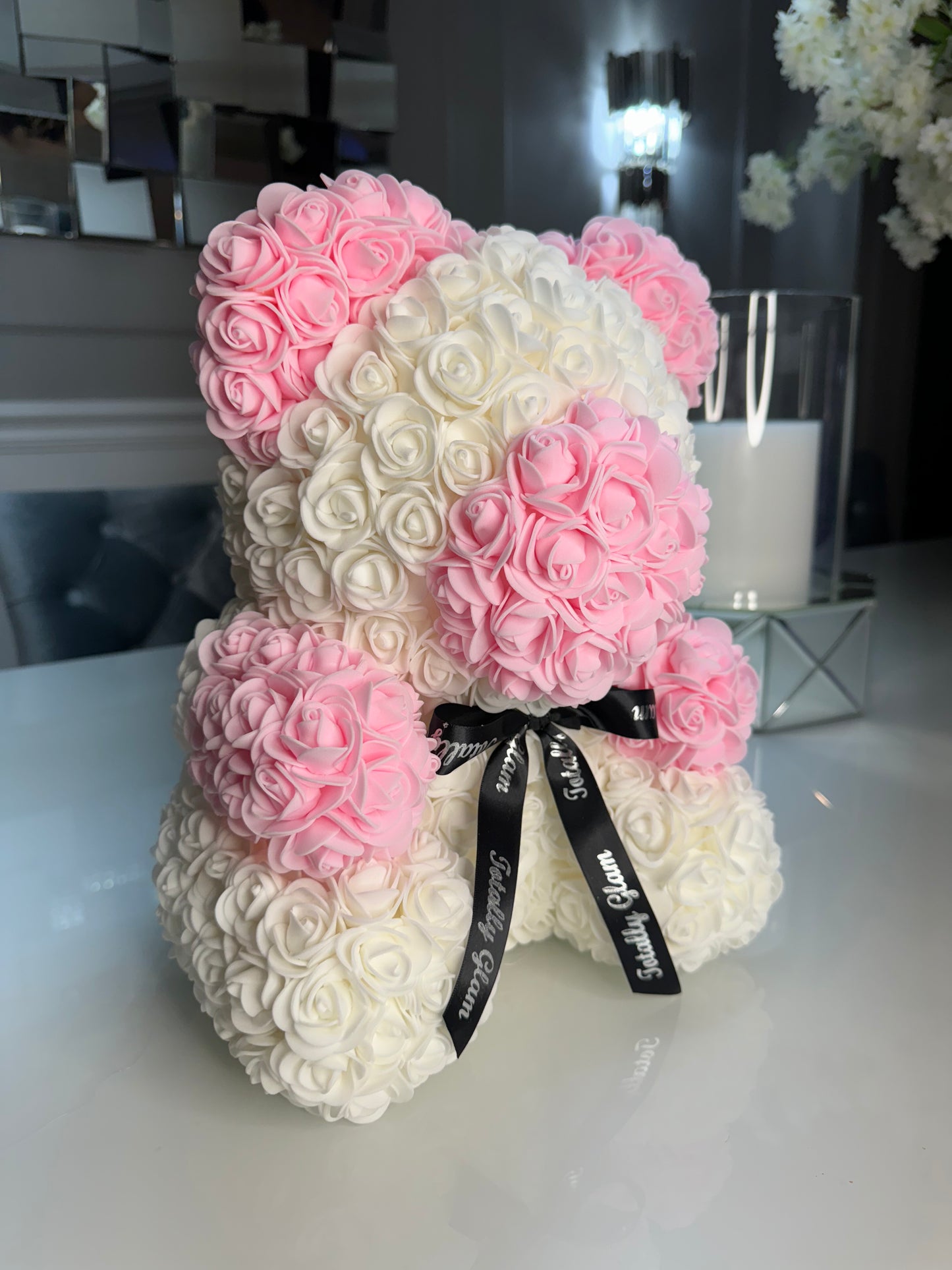 Totally Glam Rose Pink Teddy Bear Birthday, quinceaneras, anniversary, sweet 16, valentines, mothers day