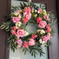Lyla Pink Rose Green Beech Door Wreath  24" All Season Indoor Outdoor