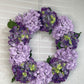 Large Purple and Lavender Hydrangea Wreath, all season