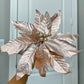 Rose Gold Metallic Poinsettia Flower Stem 14” set of 3