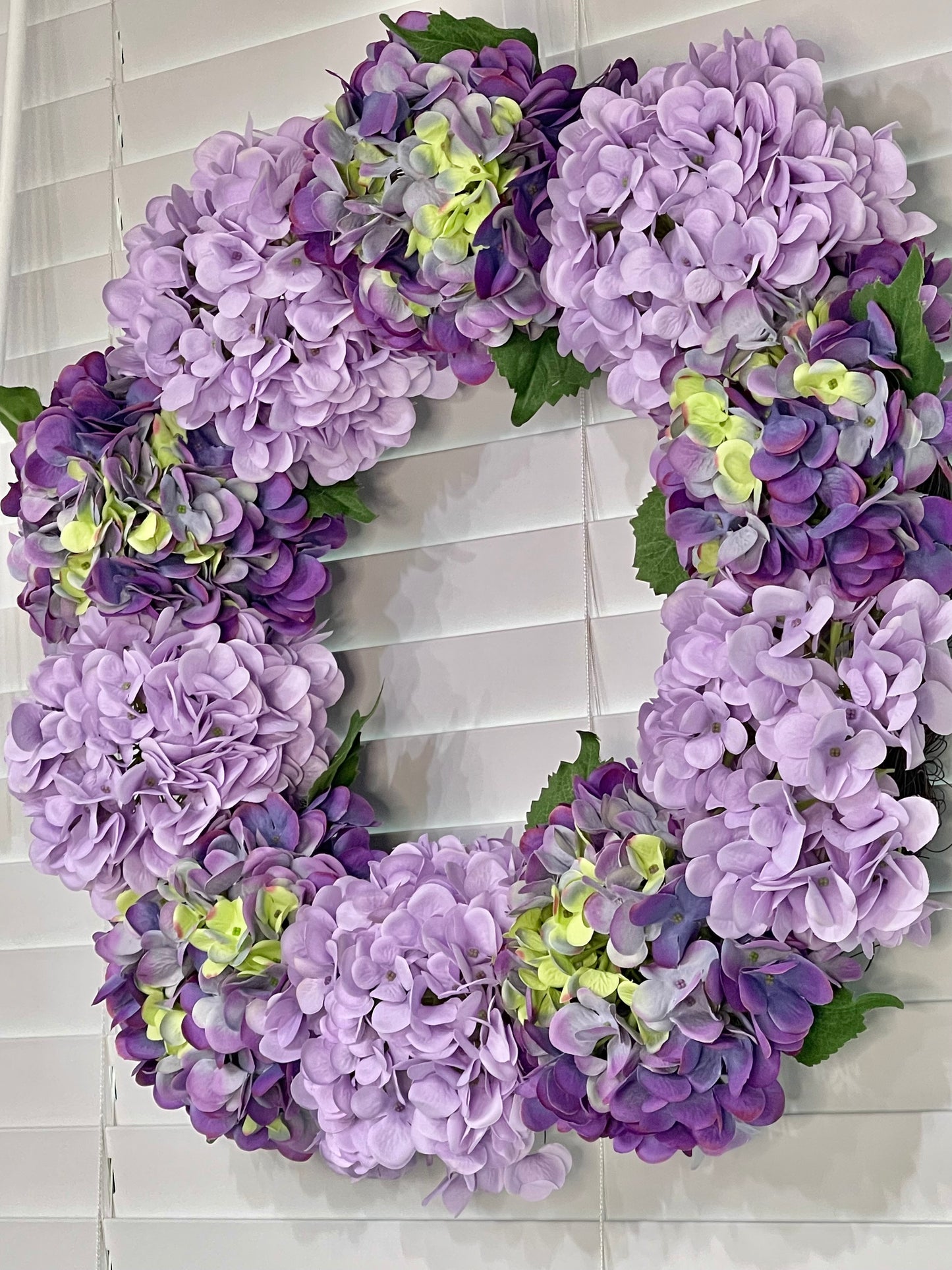 Large Purple and Lavender Hydrangea Wreath, all season