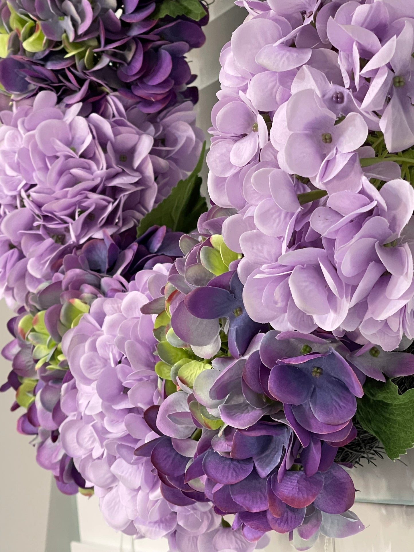 Large Purple and Lavender Hydrangea Wreath, all season