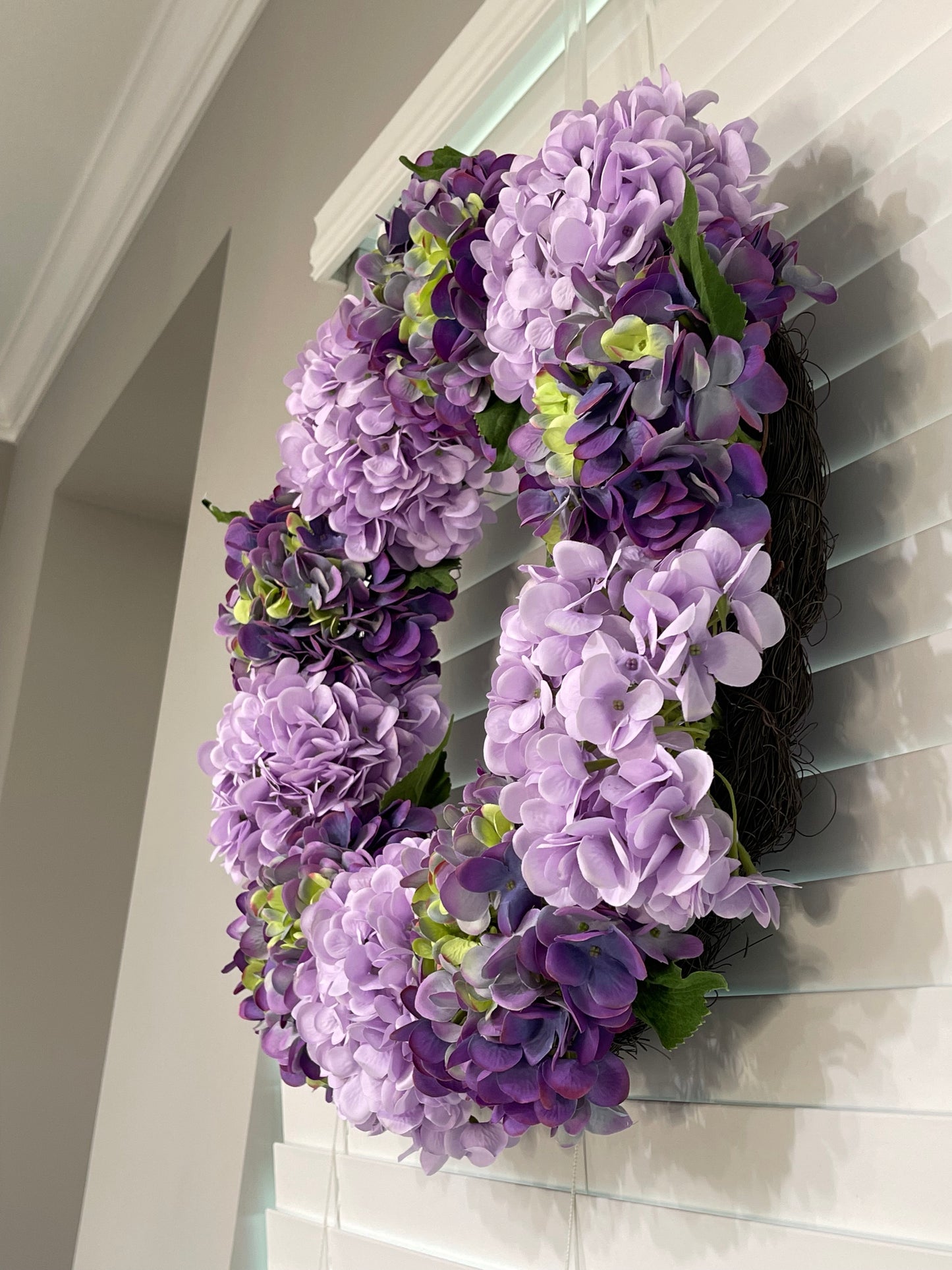 Large Purple and Lavender Hydrangea Wreath, all season