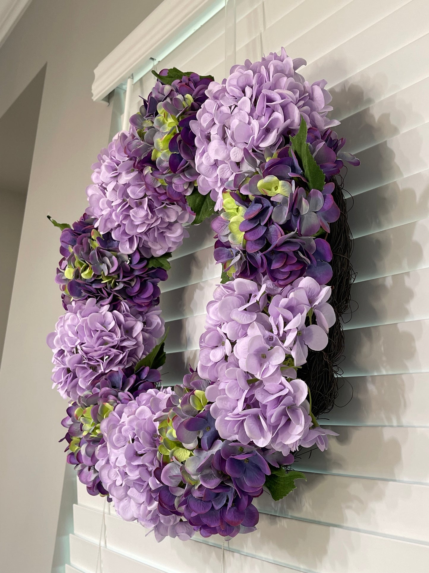 Large Purple and Lavender Hydrangea Wreath, all season