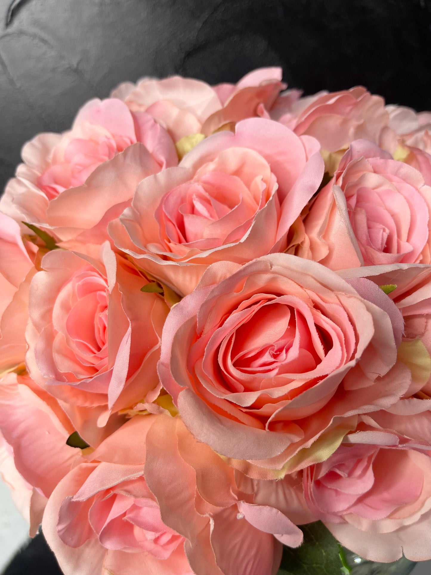 Pink Blush Rose Arrangement in Round Clear Vase