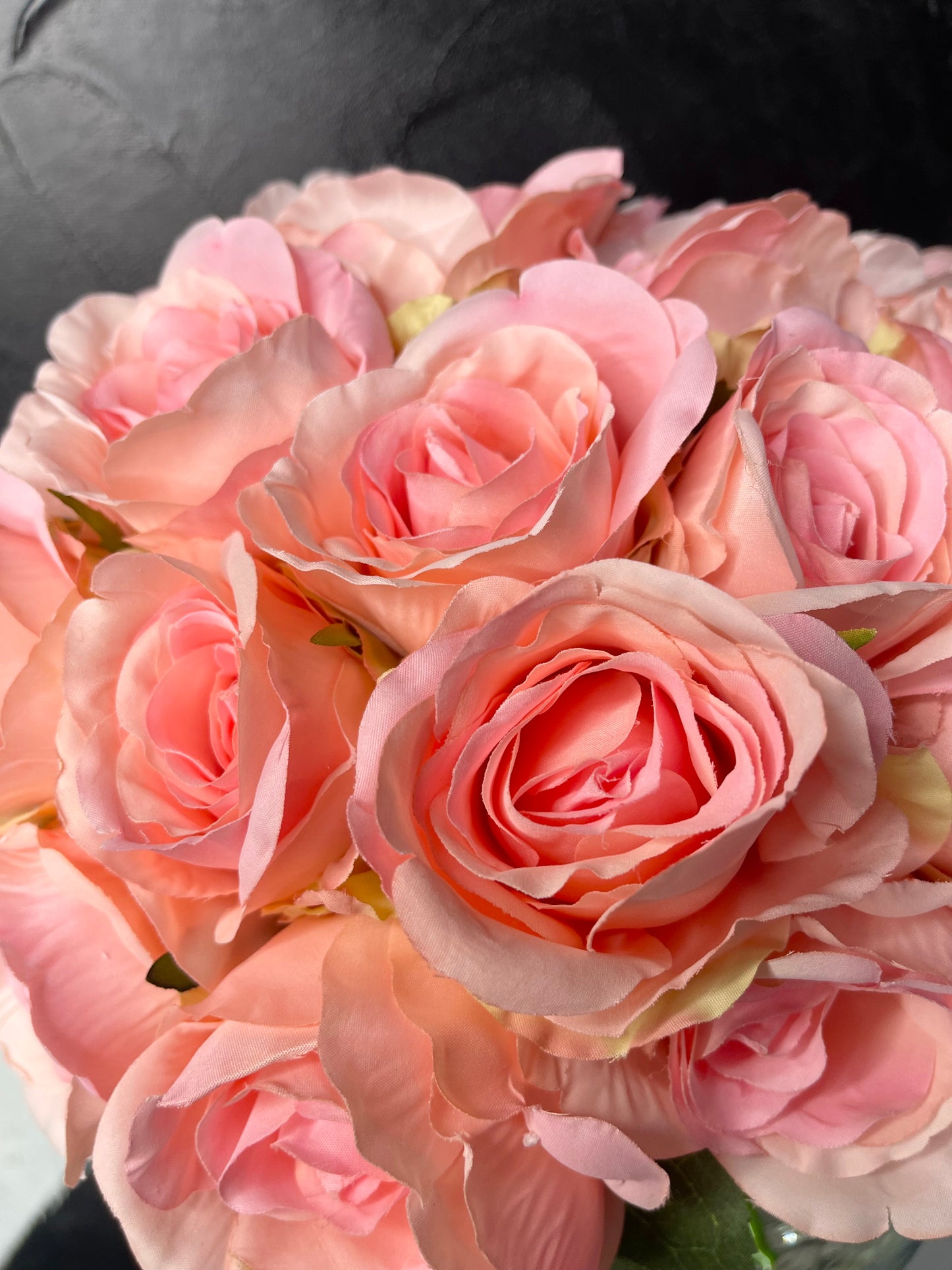 Amelie Pink Blush Rose Arrangement in Round Clear Vase