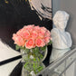 Amelie Pink Blush Rose Arrangement in Round Clear Vase