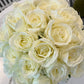 Faux Composed White Roses in Round Vase
