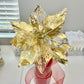 Metallic Gold Mesh Poinsettia Stem Flower Set of 2