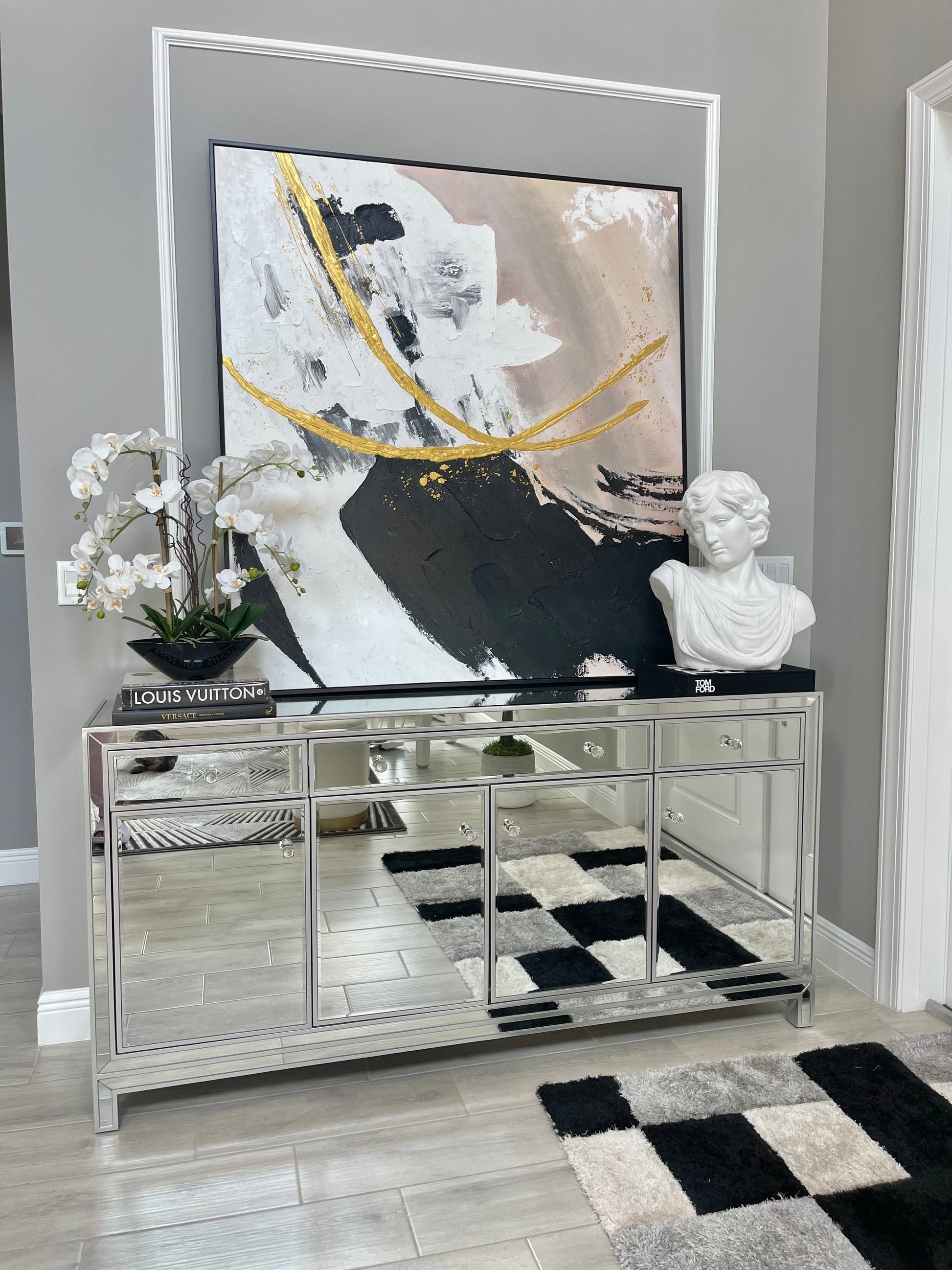 Chloe Black White Neutral Modern Abstract Handmade Painting – Totally Glam  Home Decor