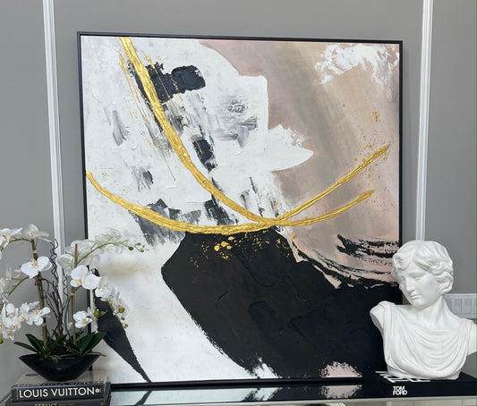 Chloe Black White Neutral Modern Abstract Handmade Painting