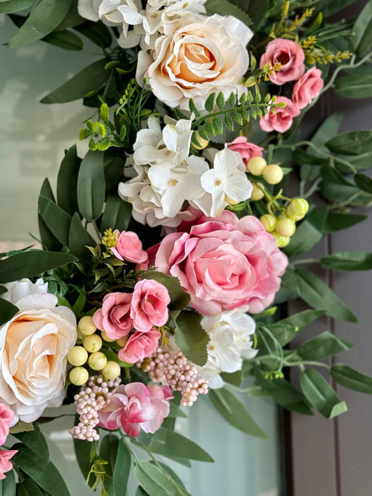 spring floral wreath

summer door wreath

fall rose wreath

winter indoor wreath

year-round pink wreath

holiday floral door wreath

seasonal flower wreath

seasonal beech leaf wreath

neutral floral wreath decor

evergreen rose wreath