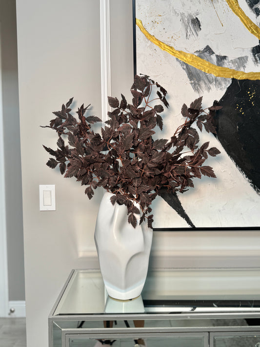 Plum faux Cimicifuga Ramosa leaves

Artificial Cimicifuga Ramosa branches

Burgundy faux botanical stems

Plum bugbane faux branches

Faux plum autumn leaves

Burgundy silk leaf stems

Artificial fall foliage stems

Burgundy autumn botanical branch

Plum silk leaf stems

Faux bugbane plant decor