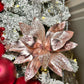 Rose gold poinsettia

Metallic poinsettia stem

Rose gold Christmas flower

Sequined poinsettia stem

Beaded poinsettia flowers

Artificial rose gold poinsettias

Glitter poinsettia stem

Rose gold flower pick

Faux poinsettia stem

Poinsettia set of 2