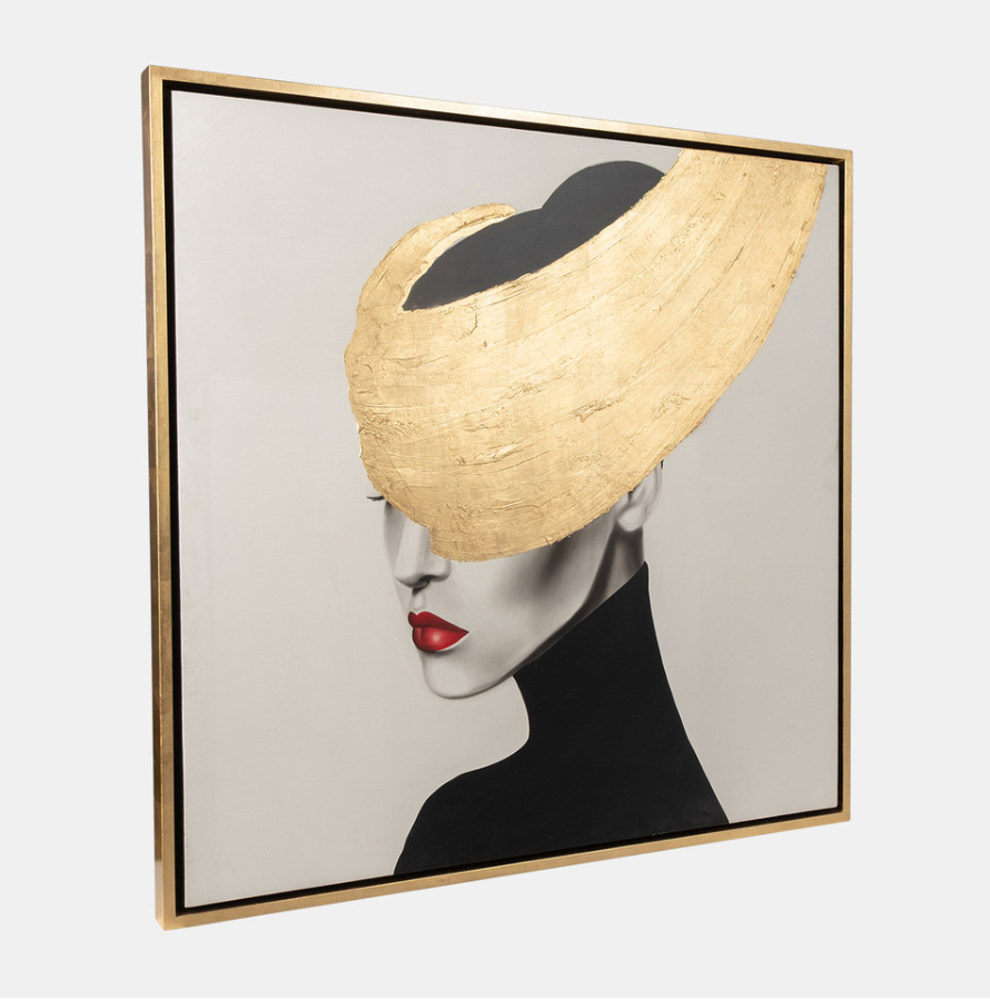 Hand Painted Gold Streak Woman Wall Art