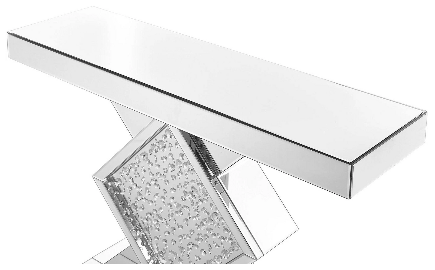 Ellie Modern Mirrored Crystal Console Table