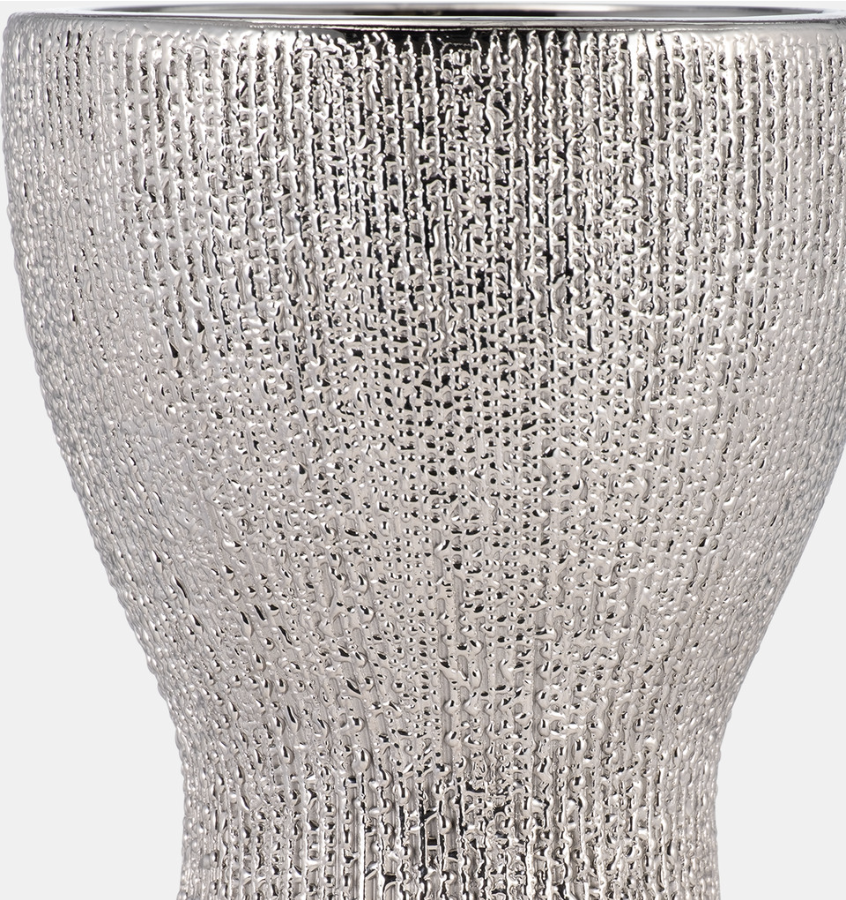 Silver Textured Candle Holder