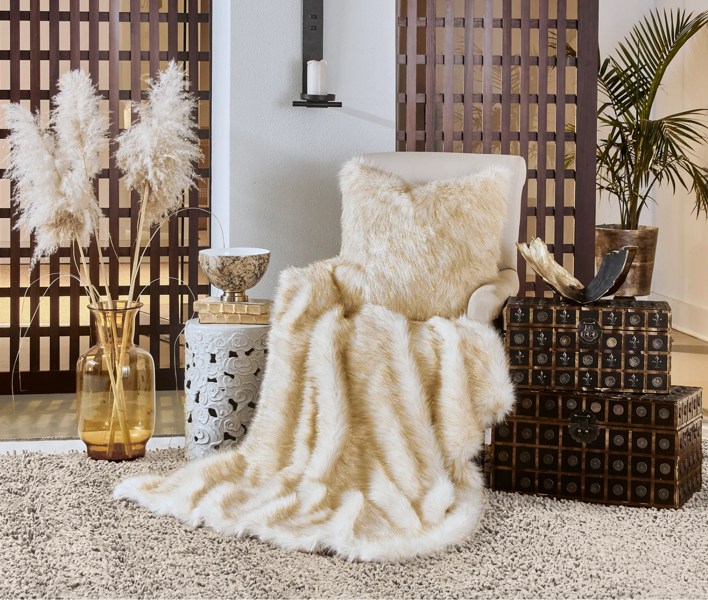 Aspen Faux Fur Throw Blanket
