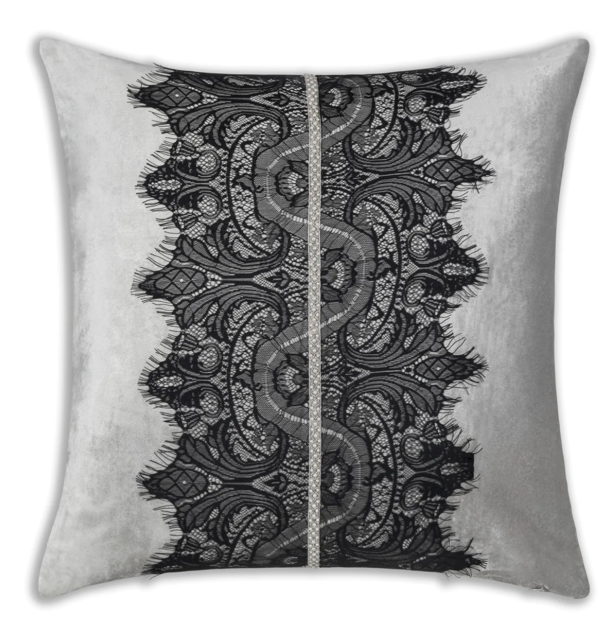 Alisa Black Lace Velvet Pillow