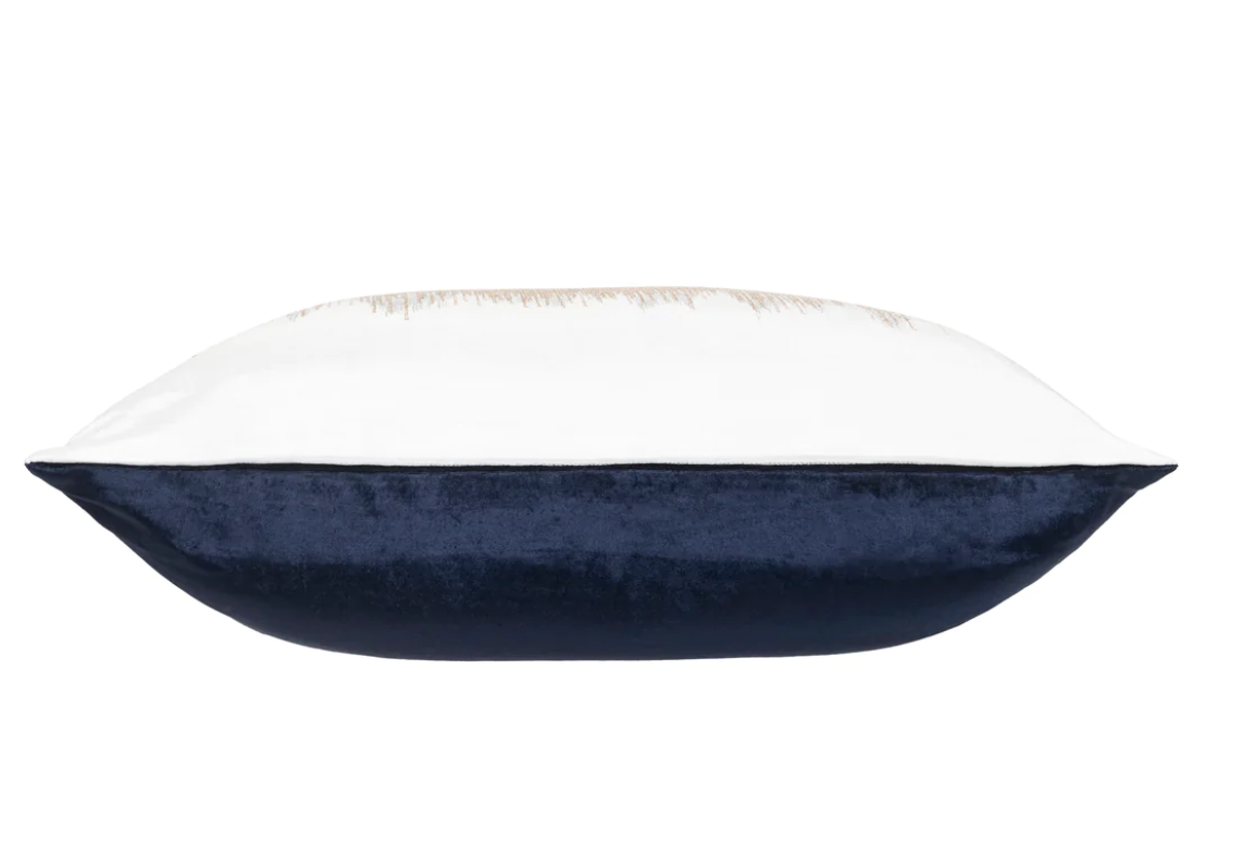 Mira Ivory Navy Velvet Pillow