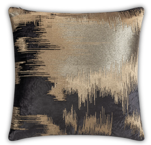 Layla Charcoal Gold Embroidered Pillow