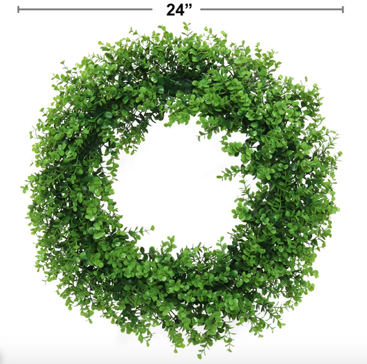 Artificial Green Boxwood Decorative Wreath Indoor/ Outdoor Use