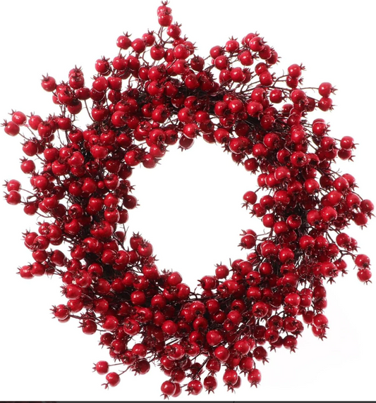 Faux Red Berry Wreath Christmas Holiday Winter Decor