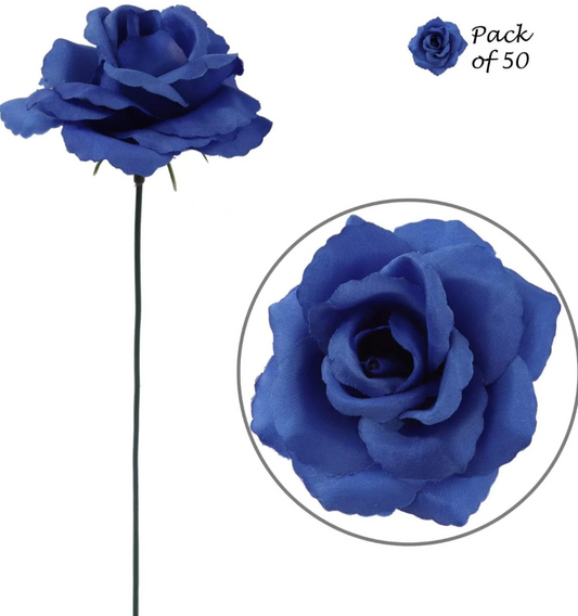 Artificial Silk Rose Flowers Picks with 3'' Flower Head 50 PACK