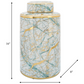 Lolita Ceramic Green, Gold White Marble Jar With Lid 12'' 16''
