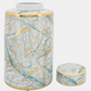 Lolita Ceramic Green, Gold White Marble Jar With Lid 12'' 16''