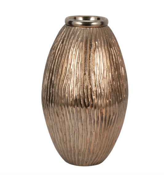 Large Contemporary Gold/ Champagne Metal Vase 18''