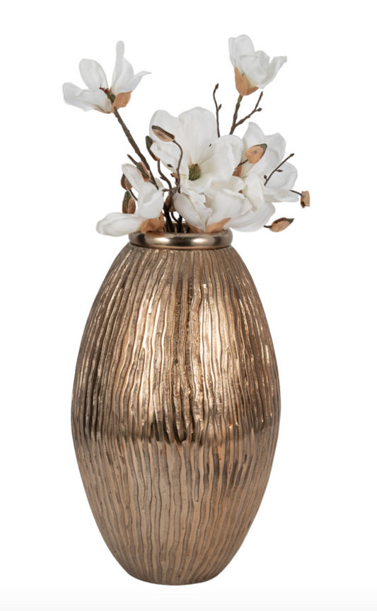 Large Contemporary Gold/ Champagne Metal Vase 18''