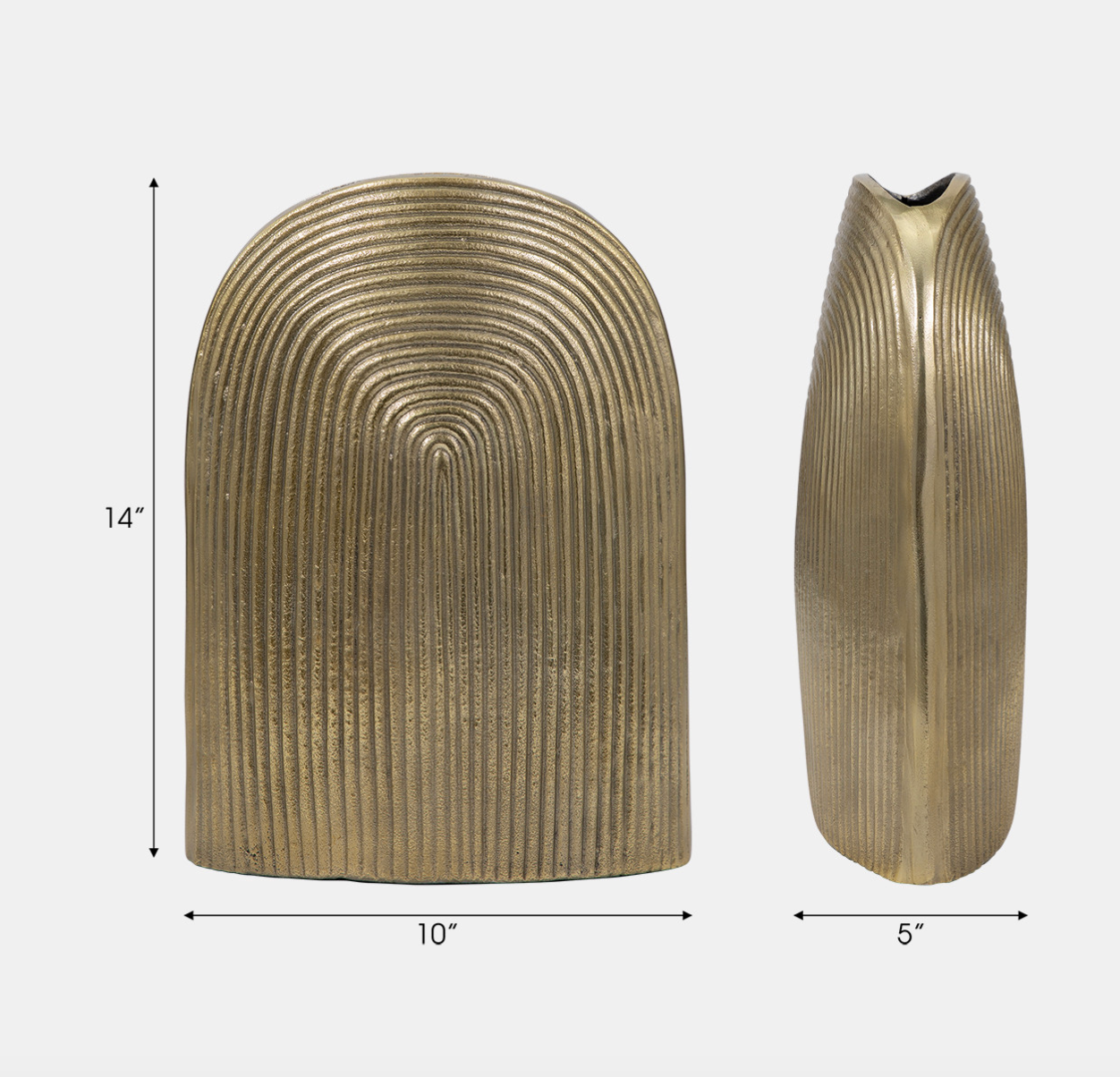 Sage Gold Modern Minimalist Aluminum Arch Vase 14''