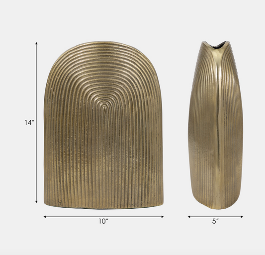 Sage Gold Modern Minimalist Aluminum Arch Vase 14''