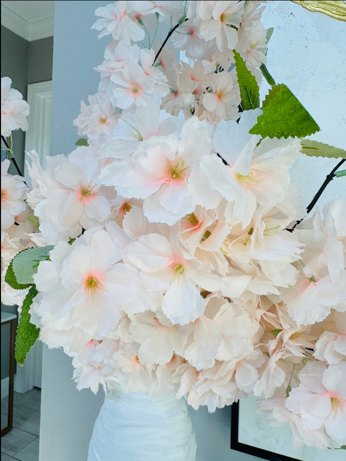 Sienna Cream Nude Blush Silk Cherry Blossom Flower 3 Branches Pack 40'' Inches Spring