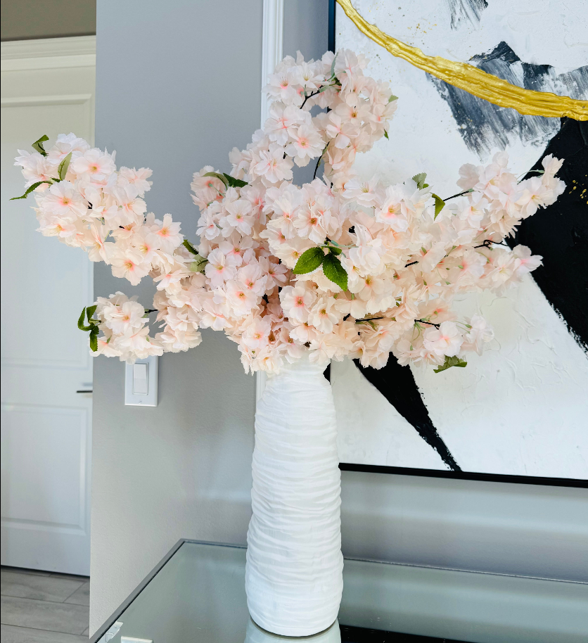 Sienna Cream Nude Blush Silk Cherry Blossom Flower 3 Branches Pack 40'' Inches Spring