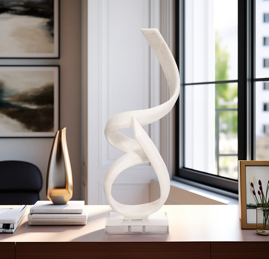 27" KASSANI OVERSIZED QUARTZ RESIN STATUARY, WHITE