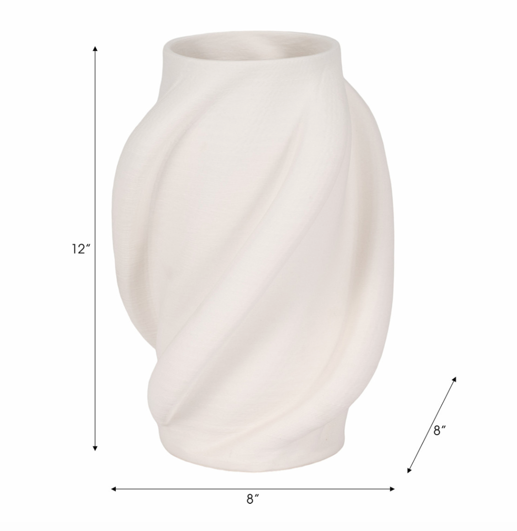 Murano Ceramic White Modern Vase 3d Printed