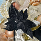 Elegant Black Velvet Glitter Poinsettia Flower set of 3 Flower