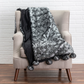 Sable Faux Fur with Metallic Feather Throw Blanket
