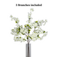 Japan M White Cream Silk Cherry Blossom Flower Branches 40” Tall, Set of 3, Realistic Faux Floral Stems for Wedding, Event, Home Decor