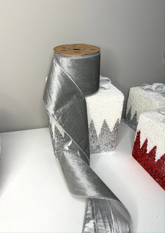 Silver wired craft ribbon

Double sided silver ribbon

4 inch silver wired ribbon

Silver ribbon 10 yards

Metallic silver ribbon

Wired silver ribbon roll

Silver craft ribbon spool

Wide silver wired ribbon

Silver ribbon for crafts

Silver ribbon for gift wrapping
