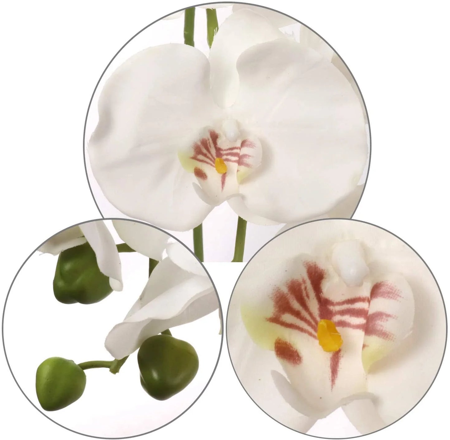 ARTIFICIAL REAL TOUCH SILK PHALAENOPSIS ORCHID, 9 FLOWERS 3 BUDS LUXURY BLOOMS 34"  FAUX FLORAL Set of 2