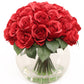 Amelie Red Rose Arrangement in vase in Glass Crystal