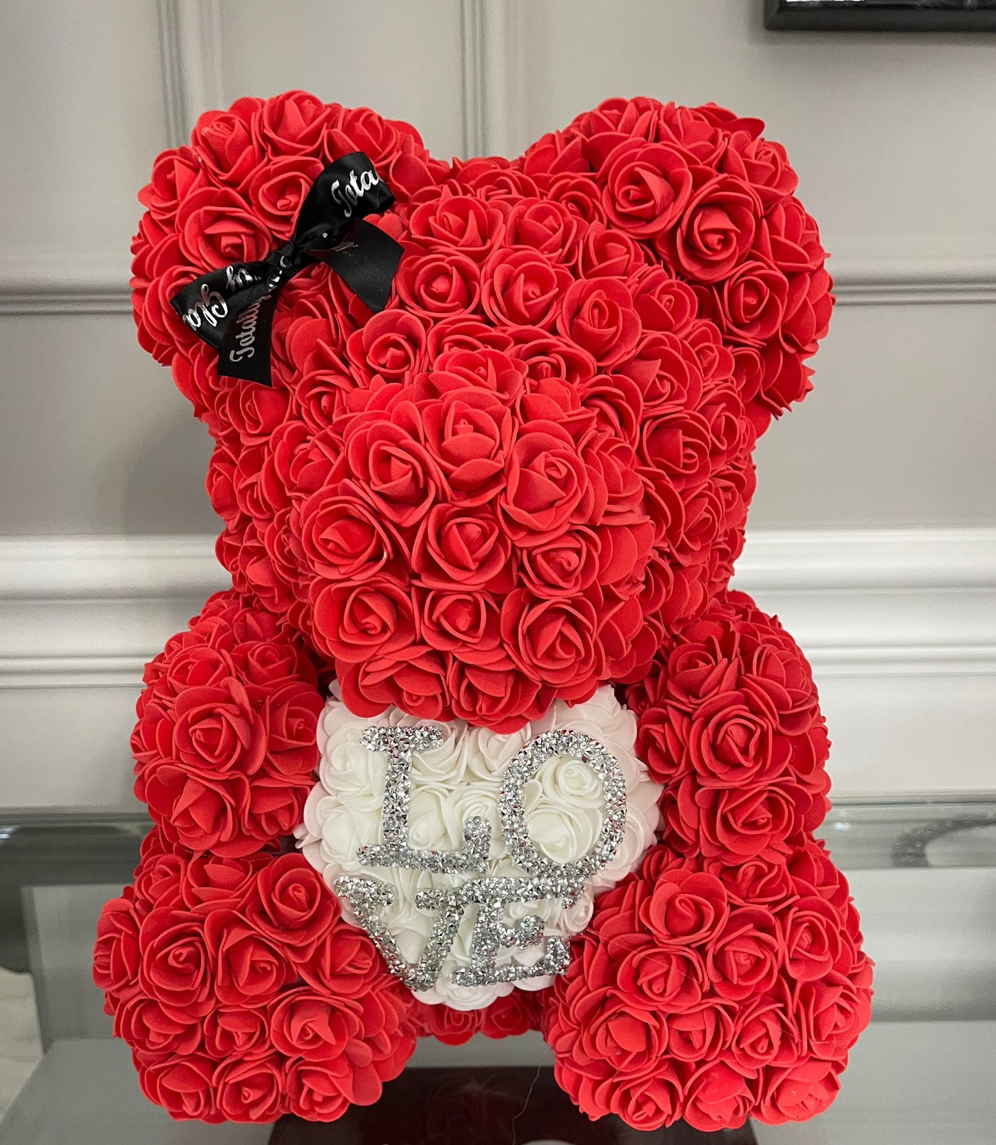 Love Rhinestone Heart Diamond Totally Glam Red White Rose Bear Large