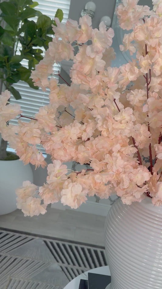 Mila Blush Faux Silk Cherry Blossom Branches Set of 3 Blush Flowers 36'' Fall Decor