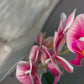 Giulia Real Touch Pink White Orchid Arrangement in Beveled Silver Vase