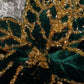 Green and Gold Glittered Poinsettia Christmas Flower Stem Spray 13'' Set of 3