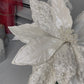White Pearls Poinsettia Christmas Artificial Stems 12''