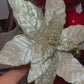 Champagne Glittered Poinsettia Christmas Flower Stem Spray 13'' Set of 3
